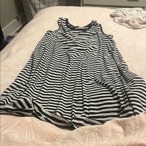 Time and Tru Black and White Striped Tee